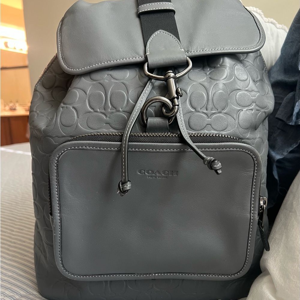 Coach Sullivan Backpack embossed signature HARD TO FIND Industrial Grey